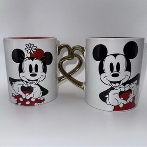 Disney Mickey & Minnie LOVE Set of Mugs with Heart-shaped Handle